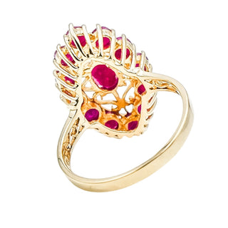 Vintage 14K Yellow Gold Natural Ruby July Birthday Romantic Statement Ring Size 8