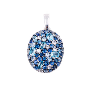 Dilamani Sterling Silver Blue Sapphire Topaz Pavé Pendant 18 Inch Necklace