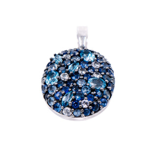 Dilamani Sterling Silver Blue Sapphire Topaz Pavé Pendant 18 Inch Necklace