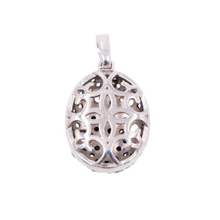 Dilamani Sterling Silver Blue Sapphire Topaz Pavé Pendant 18 Inch Necklace