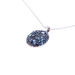 Dilamani Sterling Silver Blue Sapphire Topaz Pavé Pendant 18 Inch Necklace