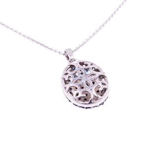 Dilamani Sterling Silver Blue Sapphire Topaz Pavé Pendant 18 Inch Necklace