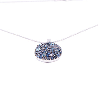 Dilamani Sterling Silver Blue Sapphire Topaz Pavé Pendant 18 Inch Necklace