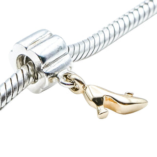 Pandora Rare Stiletto Shoe Sterling Silver Charm With 14K Gold Stiletto Shoe Dangle