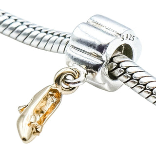 Pandora Rare Stiletto Shoe Sterling Silver Charm With 14K Gold Stiletto Shoe Dangle