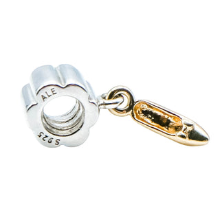 Pandora Rare Stiletto Shoe Sterling Silver Charm With 14K Gold Stiletto Shoe Dangle