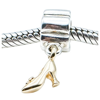 Pandora Rare Stiletto Shoe Sterling Silver Charm With 14K Gold Stiletto Shoe Dangle