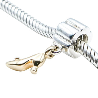 Pandora Rare Stiletto Shoe Sterling Silver Charm With 14K Gold Stiletto Shoe Dangle