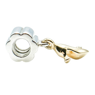 Pandora Rare Stiletto Shoe Sterling Silver Charm With 14K Gold Stiletto Shoe Dangle