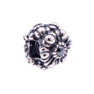 Pandora Retired March Birthday Blooms Sterling Silver Hematite Flower Charm