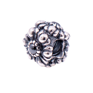 Pandora Retired March Birthday Blooms Sterling Silver Hematite Flower Charm