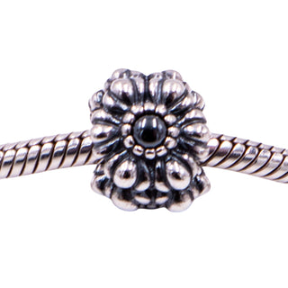 Pandora Retired March Birthday Blooms Sterling Silver Hematite Flower Charm