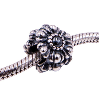Pandora Retired March Birthday Blooms Sterling Silver Hematite Flower Charm