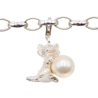 Thomas Sabo Rare Kitten Sterling Silver Charm Pendant With Freshwater Pearl