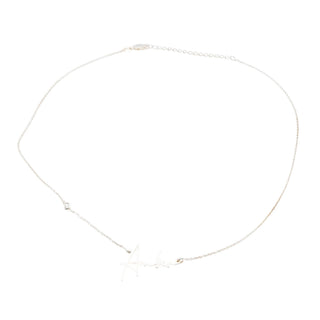Sterling Silver Script "Amber" Name Necklace With Genuine Diamond 15 to 17 Inches