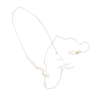 Sterling Silver Script "Amber" Name Necklace With Genuine Diamond 15 to 17 Inches