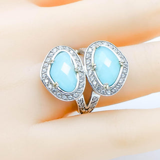 Joya Moonstone Doublet and White Zircon Halo Ring – Size 5