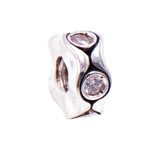 Chamilia Cat Eyes Sterling Silver Clear CZ Modern Spacer Charm Bead