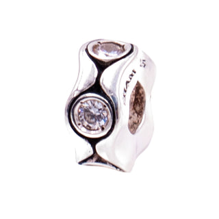 Chamilia Cat Eyes Sterling Silver Clear CZ Modern Spacer Charm Bead