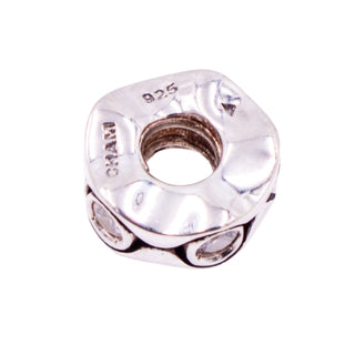 Chamilia Cat Eyes Sterling Silver Clear CZ Modern Spacer Charm Bead