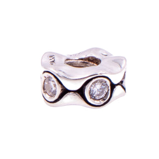 Chamilia Cat Eyes Sterling Silver Clear CZ Modern Spacer Charm Bead