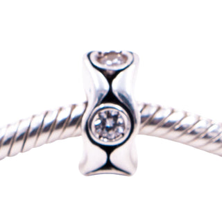 Chamilia Cat Eyes Sterling Silver Clear CZ Modern Spacer Charm Bead