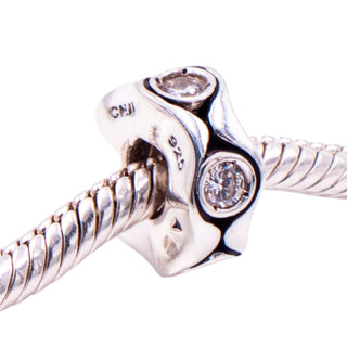 Chamilia Cat Eyes Sterling Silver Clear CZ Modern Spacer Charm Bead