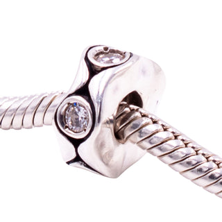 Chamilia Cat Eyes Sterling Silver Clear CZ Modern Spacer Charm Bead