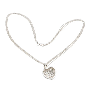 1 Ct Genuine Diamond Heart Sterling Silver Four Strand Necklace 17.5 Inches