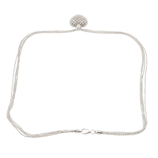 1 Ct Genuine Diamond Heart Sterling Silver Four Strand Necklace 17.5 Inches
