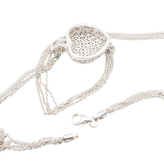 1 Ct Genuine Diamond Heart Sterling Silver Four Strand Necklace 17.5 Inches