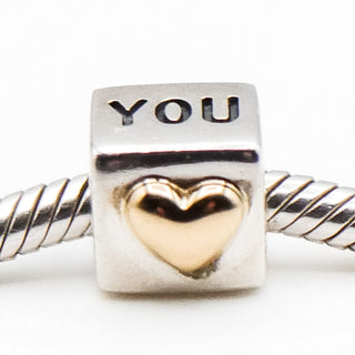 Pandora I Love You Sterling Silver Charm With 14k Gold Heart