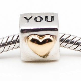 Pandora I Love You Sterling Silver Charm With 14k Gold Heart