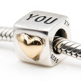 Pandora I Love You Sterling Silver Charm With 14k Gold Heart