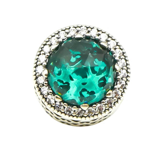 Pandora Radiant Hearts Green Crystal Charm Sterling Silver Retired