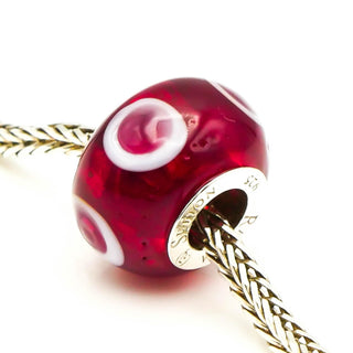 Rhona Sutton Red Painted Glass Bead Sterling Silver Charm