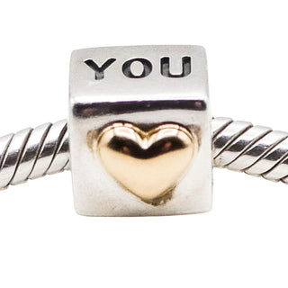 Pandora I Love You Sterling Silver Charm With 14k Gold Heart