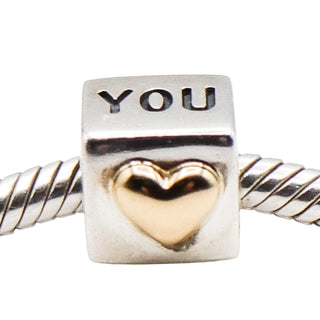 Pandora I Love You Sterling Silver Charm With 14k Gold Heart