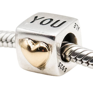 Pandora I Love You Sterling Silver Charm With 14k Gold Heart