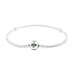 PANDORA Moments Sterling Silver Snake Chain Charm Bracelet With Pandora Clasp - 7.9 Inches