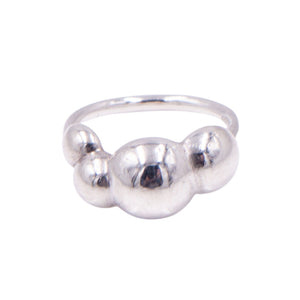 Pandora Rare Retired Liquid Silver Triple Bubble Sterling Silver Ring Size 5.25