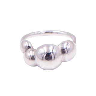 Pandora Rare Retired Liquid Silver Triple Bubble Sterling Silver Ring Size 5.25