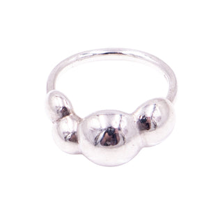 Pandora Rare Retired Liquid Silver Triple Bubble Sterling Silver Ring Size 5.25
