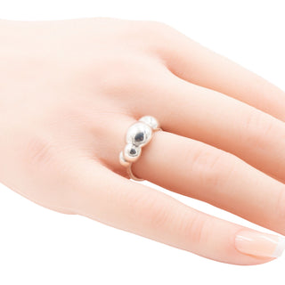 Pandora Rare Retired Liquid Silver Triple Bubble Sterling Silver Ring Size 5.25
