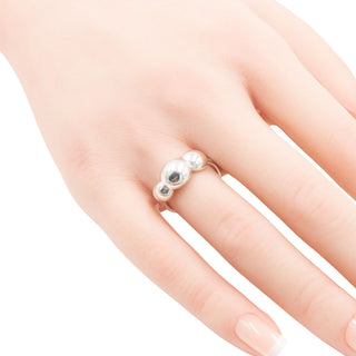 Pandora Rare Retired Liquid Silver Triple Bubble Sterling Silver Ring Size 5.25