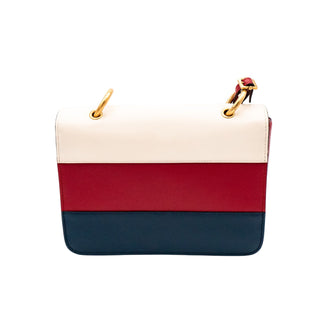 Gucci Sylvie Queen Margaret Tri-Color Leather Shoulder Bag With Bee Ornament & Strap