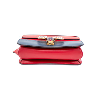 Gucci Sylvie Queen Margaret Tri-Color Leather Shoulder Bag With Bee Ornament & Strap