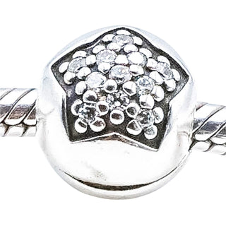 Pandora You Are a Star Sterling Silver Clip Charm Retired Clear CZ