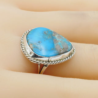 Handmade Turquoise Ring in Sterling Silver Size 6 1/2