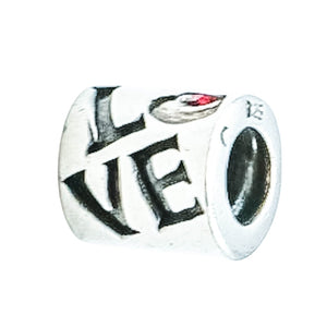 Chamilia Love Sterling Silver Charm Bead With Red Cubic Zirconia